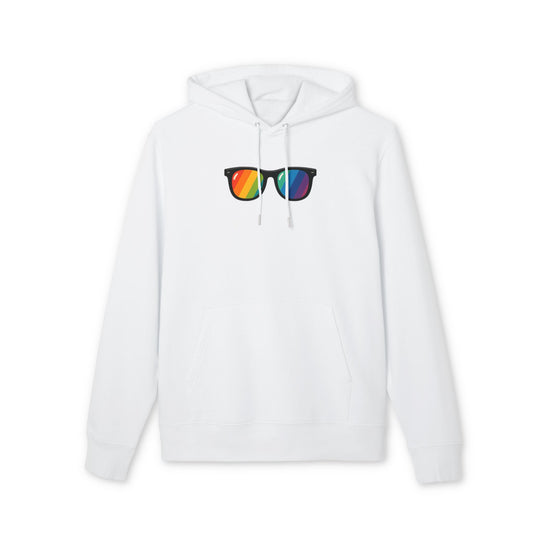 Regenbogen Sonnenbrille Hoodie (Brustprint) – Unisex Kapuzenpullover im bunten Pride Design für Festival & Streetwear