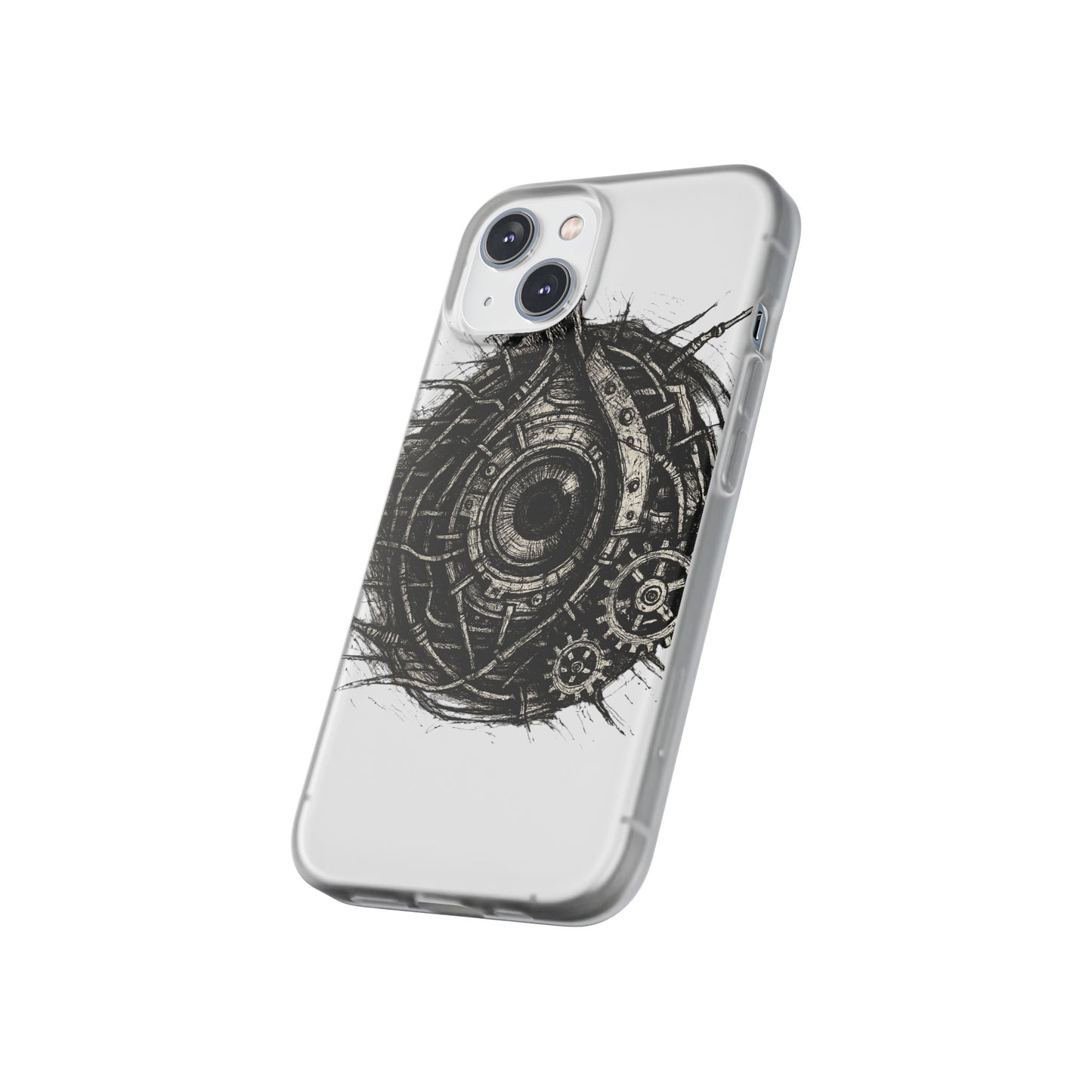 Biomechanisches Auge Handyhülle – Futuristisches Cyberpunk Design mit Zahnrädern & Kabeln | Schutzhülle für iPhone & Android