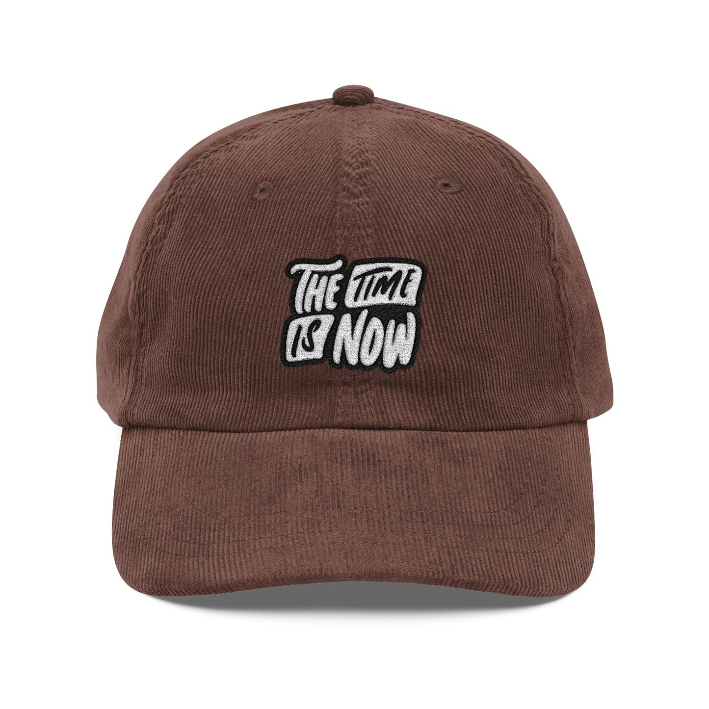 The Time is Now Cord Cap – Retro Cord Basecap mit Stickerei - Good Vibes, Gift for Friends, Relaxed Fashion