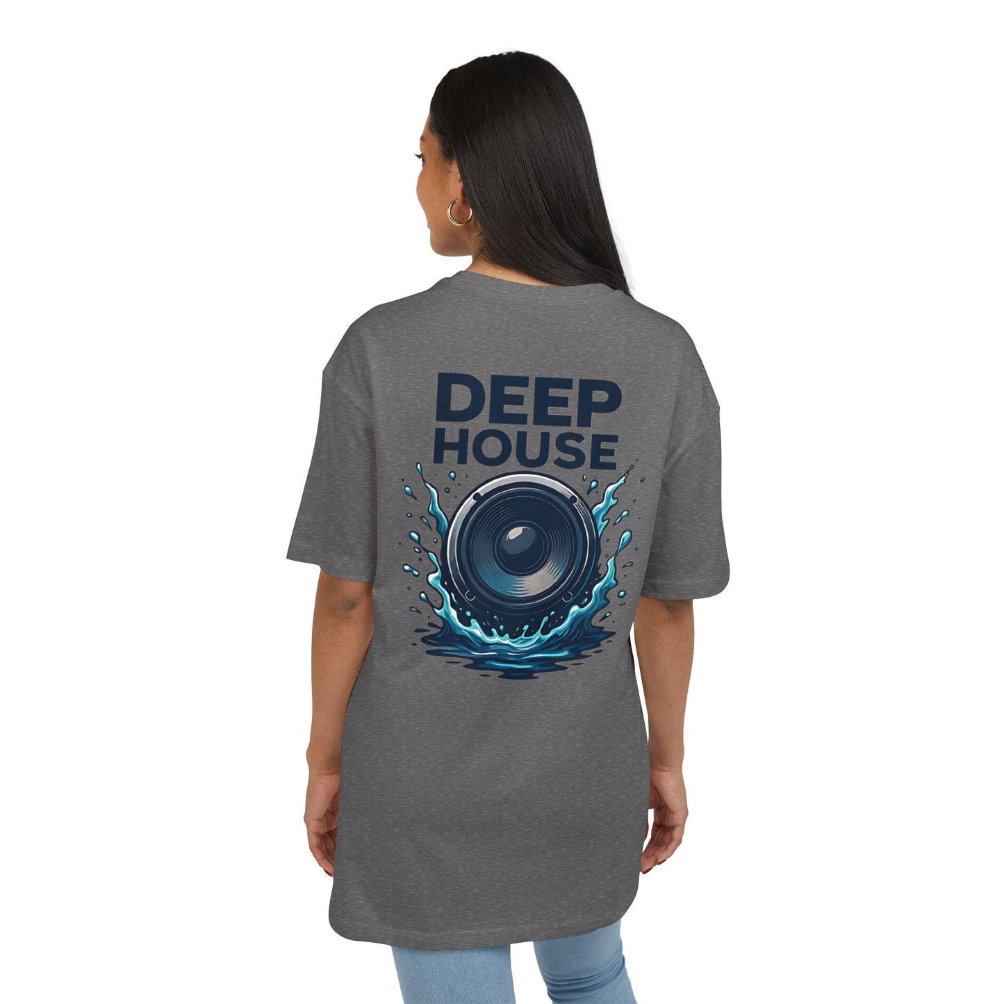 Deep House T-Shirt (Rückenprint) – Stylisches EDM Shirt mit Lautsprecher & Wasser Splash Motiv – Unisex Festival & Clubwear