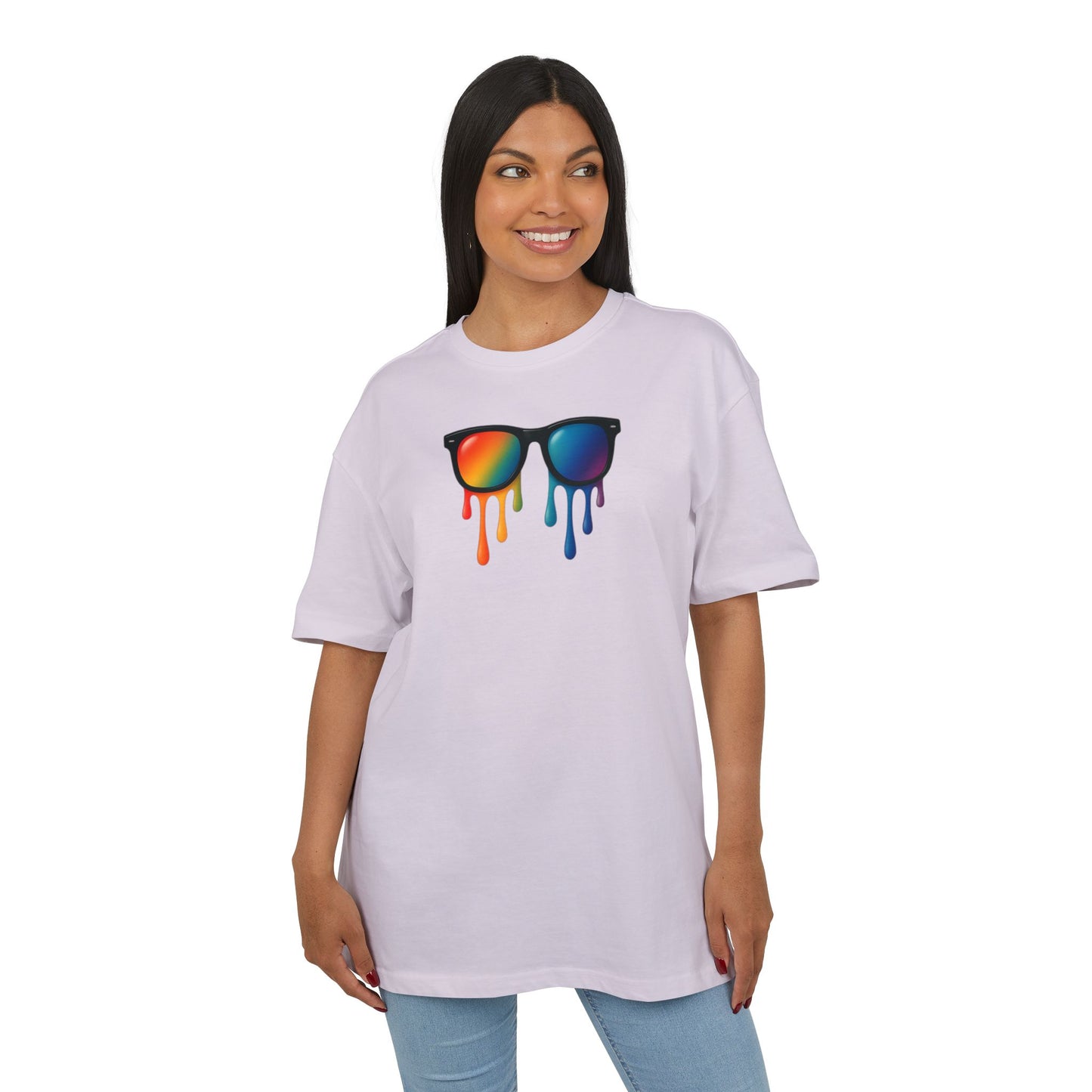 Melting Rainbow Shades T-Shirt (Brustprint) – Stylisches Unisex Shirt mit bunter Sonnenbrille & Farbverlauf | Cooles Sommer & Festival Design