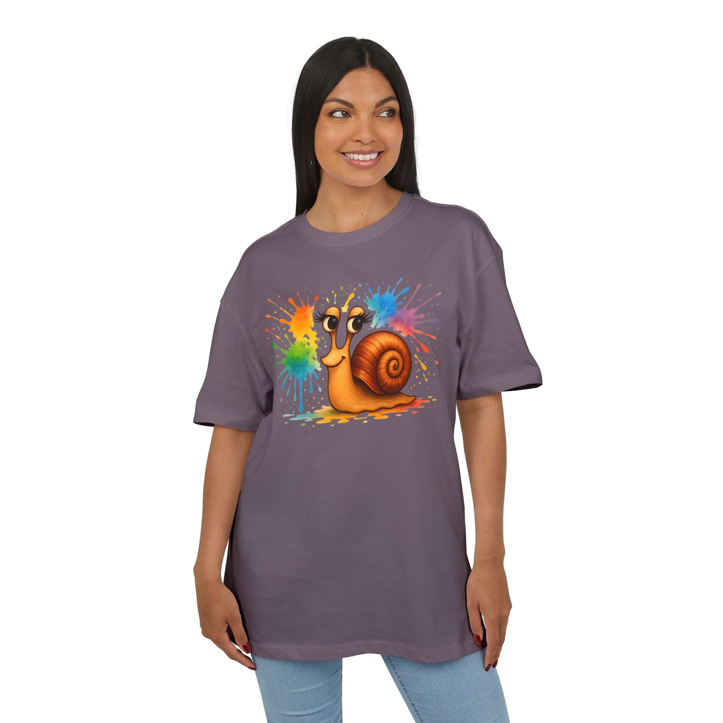 Bunte Schnecke T-Shirt (Brustprint) – Lustiges Unisex Shirt mit Farbklecks-Design für Tierfreunde & Kreative