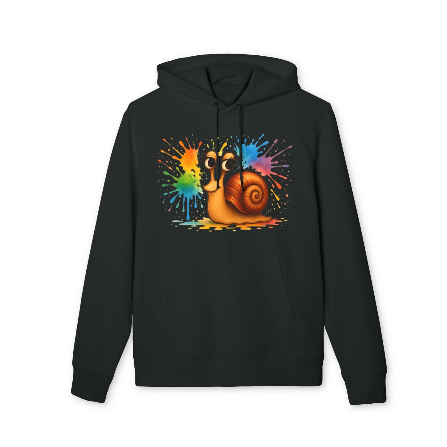 Bunter Schnecken Hoodie (Brustprint) – Lustiger Unisex Kapuzenpullover mit Farbklecks-Design für Kreative & Tierfreunde