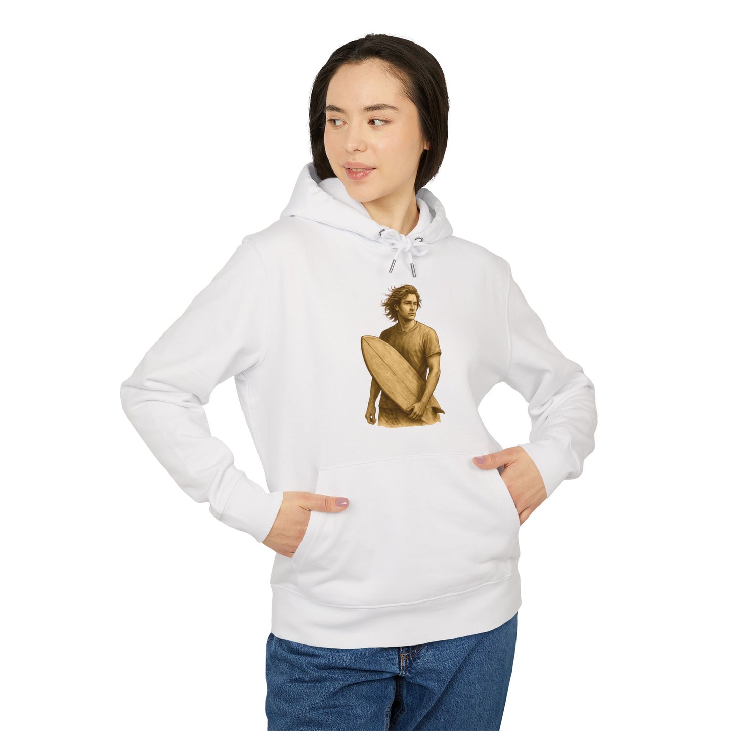 Surfer Hoodie Unisex (Brustprint) – Oversized Kapuzenpullover mit Surfer-Print | Retro Beach Style für Männer & Frauen
