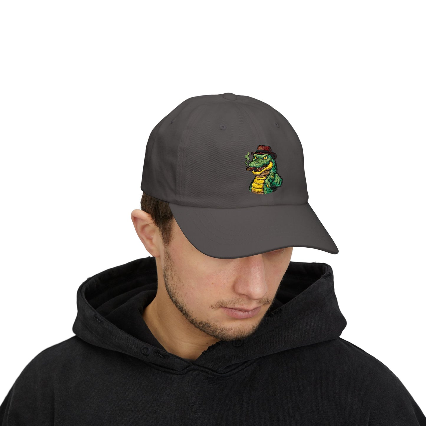 Gangster Alligator Cap – Coole Unisex Baseballcap mit Krokodil, Zigarre & Comic Design