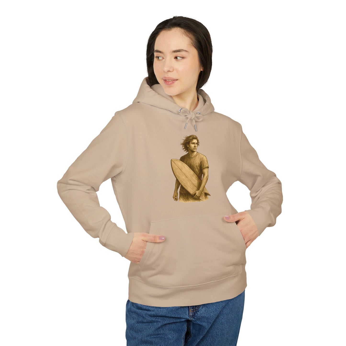 Surfer Hoodie Unisex (Brustprint) – Oversized Kapuzenpullover mit Surfer-Print | Retro Beach Style für Männer & Frauen