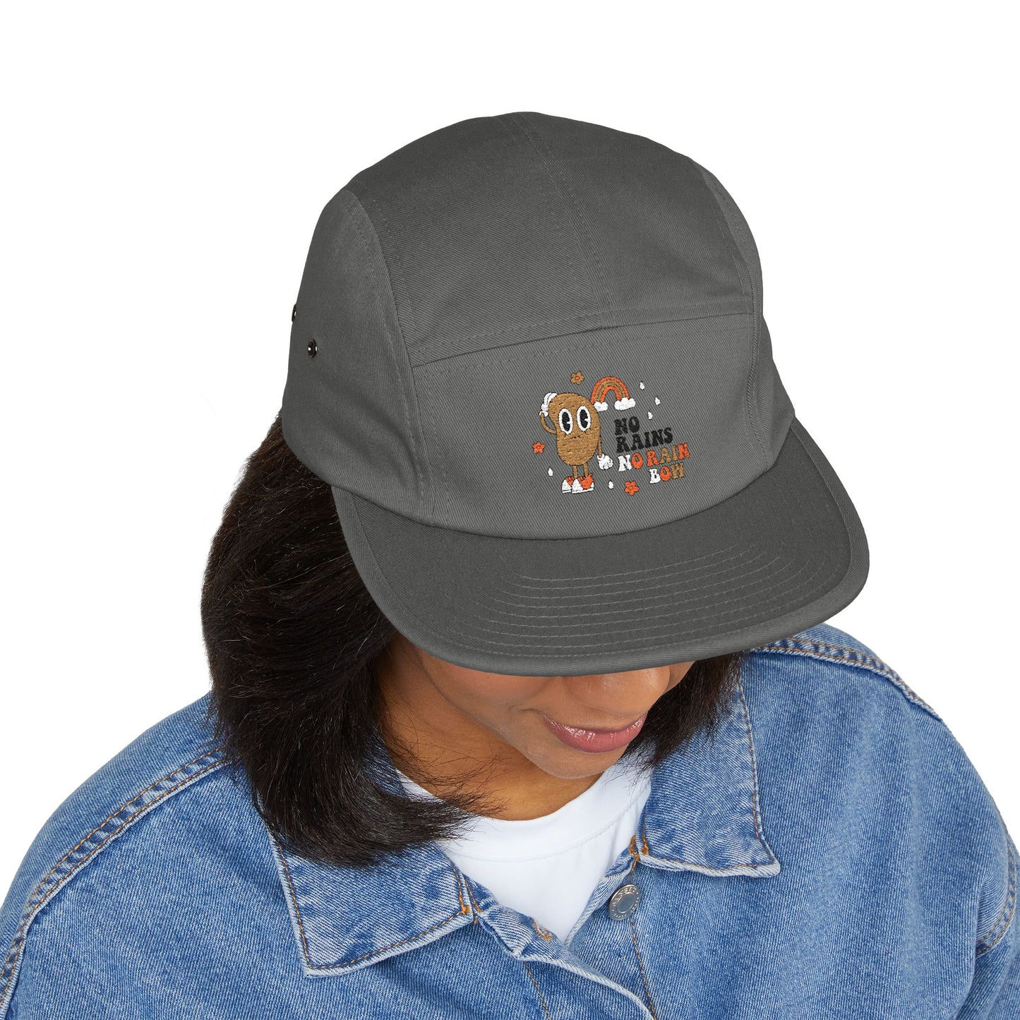 No Rains No Rainbow – 5-Panel Cap mit Stickerei