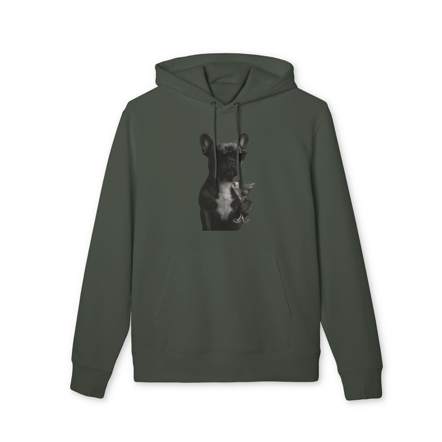French Bulldog Hoodie (Brustprint) – Lustiger Kapuzenpullover mit Hund & Sonnenbrille – Unisex Streetwear mit Tiermotiv