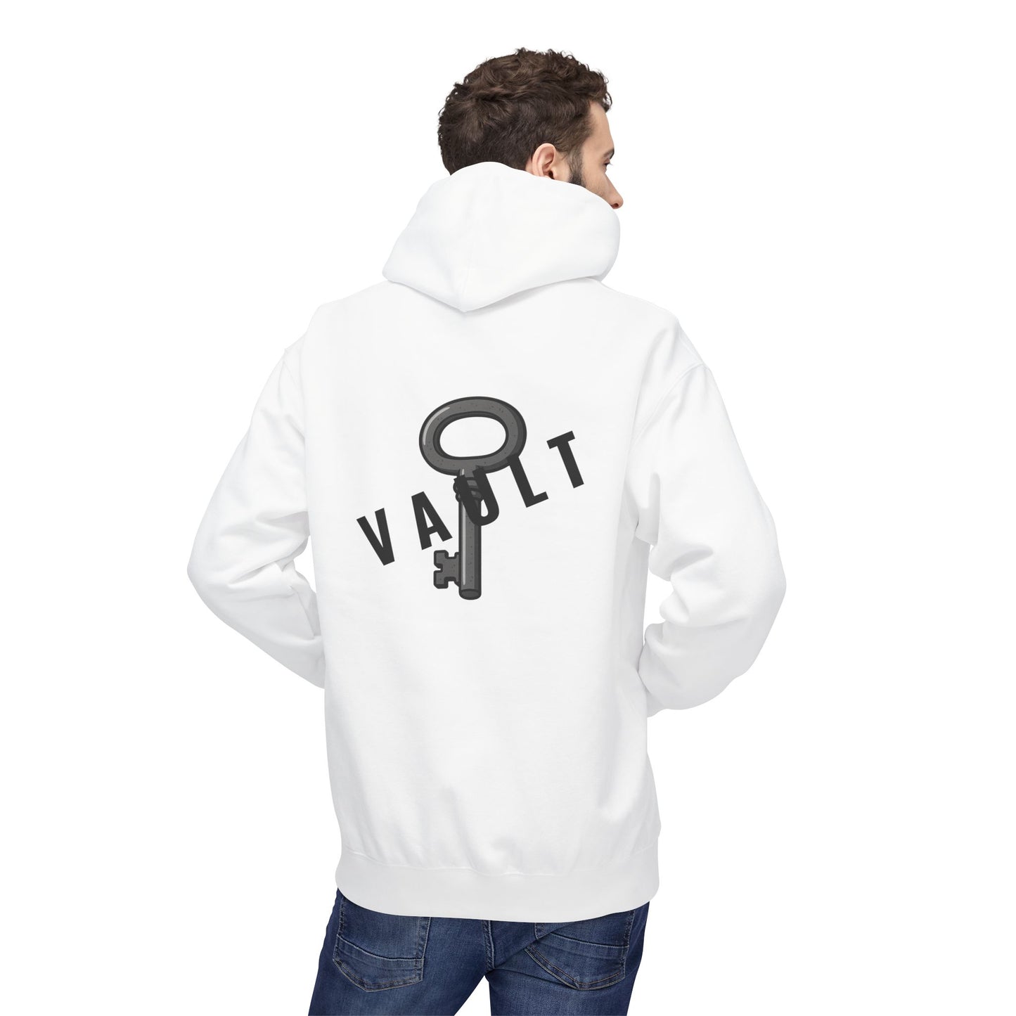 VAULT Hoodie mit Schlüssel-Design (Rückenprint) – Unisex Midweight Fleece | Nachhaltige Streetwear mit Komfort & Stil