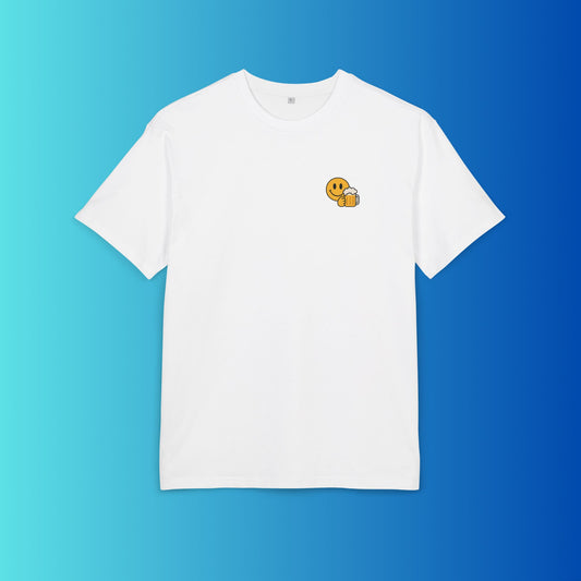 Smiley mit Bier (Brustprint) – Lustiges Party T-Shirt für Bierliebhaber | Unisex Funshirt