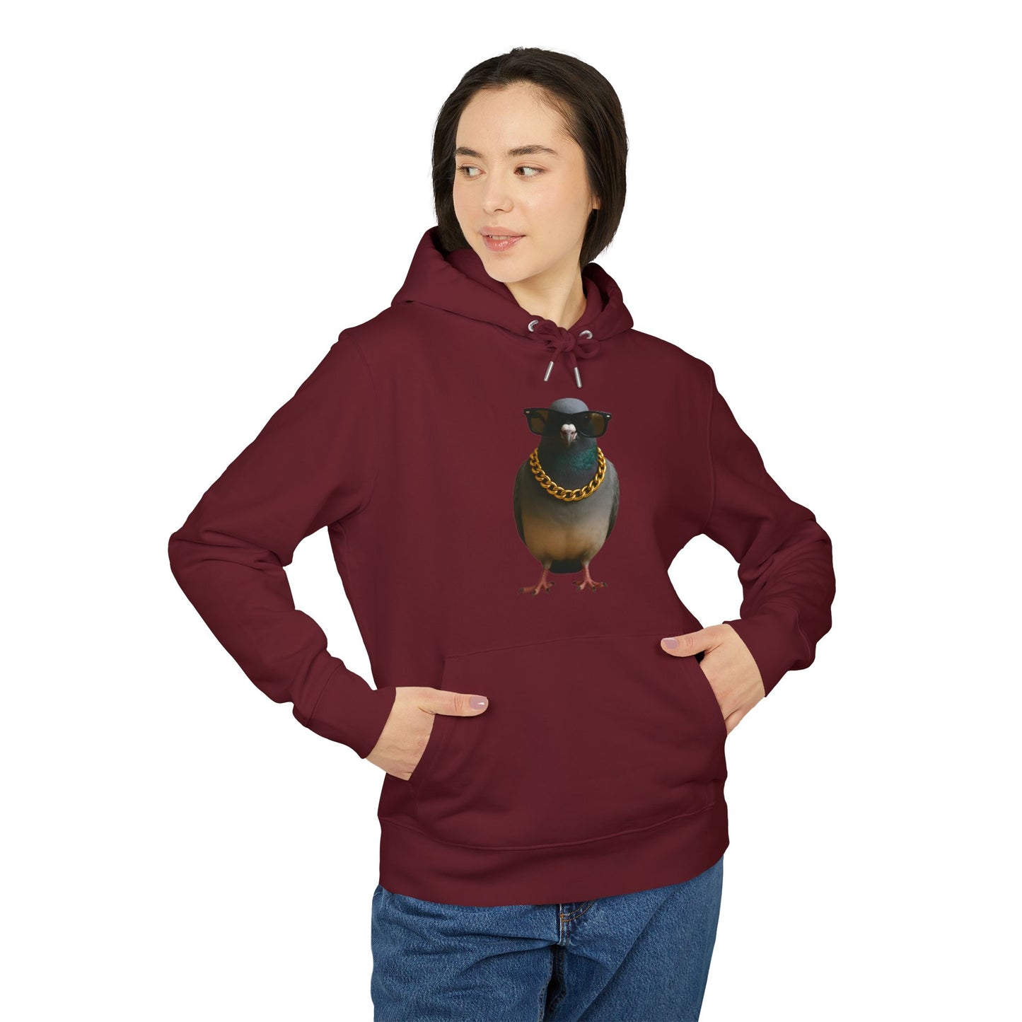 Gangster Taube Hoodie (Brustprint) – Lustiger Streetstyle Kapuzenpullover mit Vogel Motiv – Oversize Unisex Hoodie für Herren & Damen