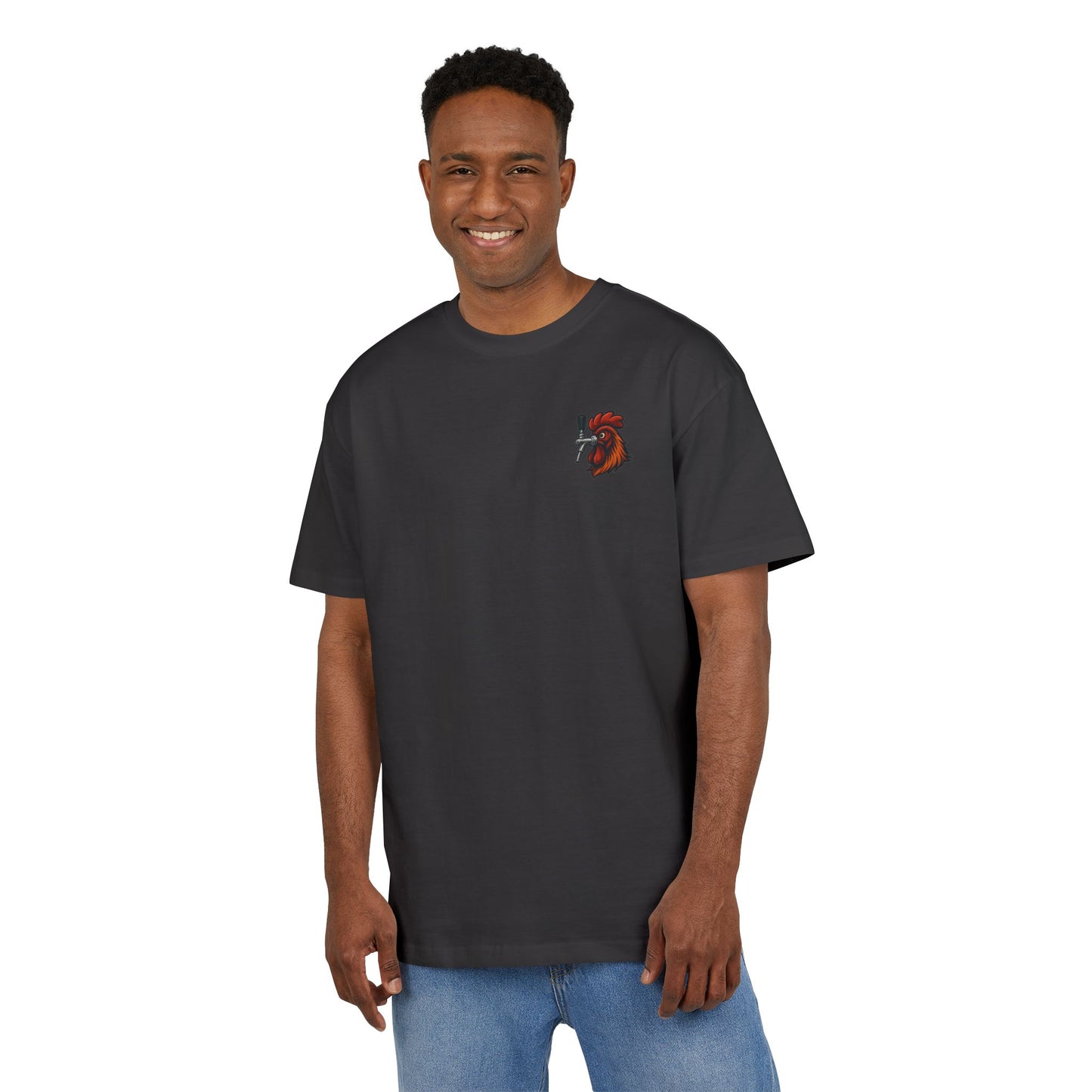 Bierhahn T-Shirt (Brustprint) – Lustiges Hahn mit Zapfhahn Motiv für Bierliebhaber & Grillfans – Unisex Funshirt