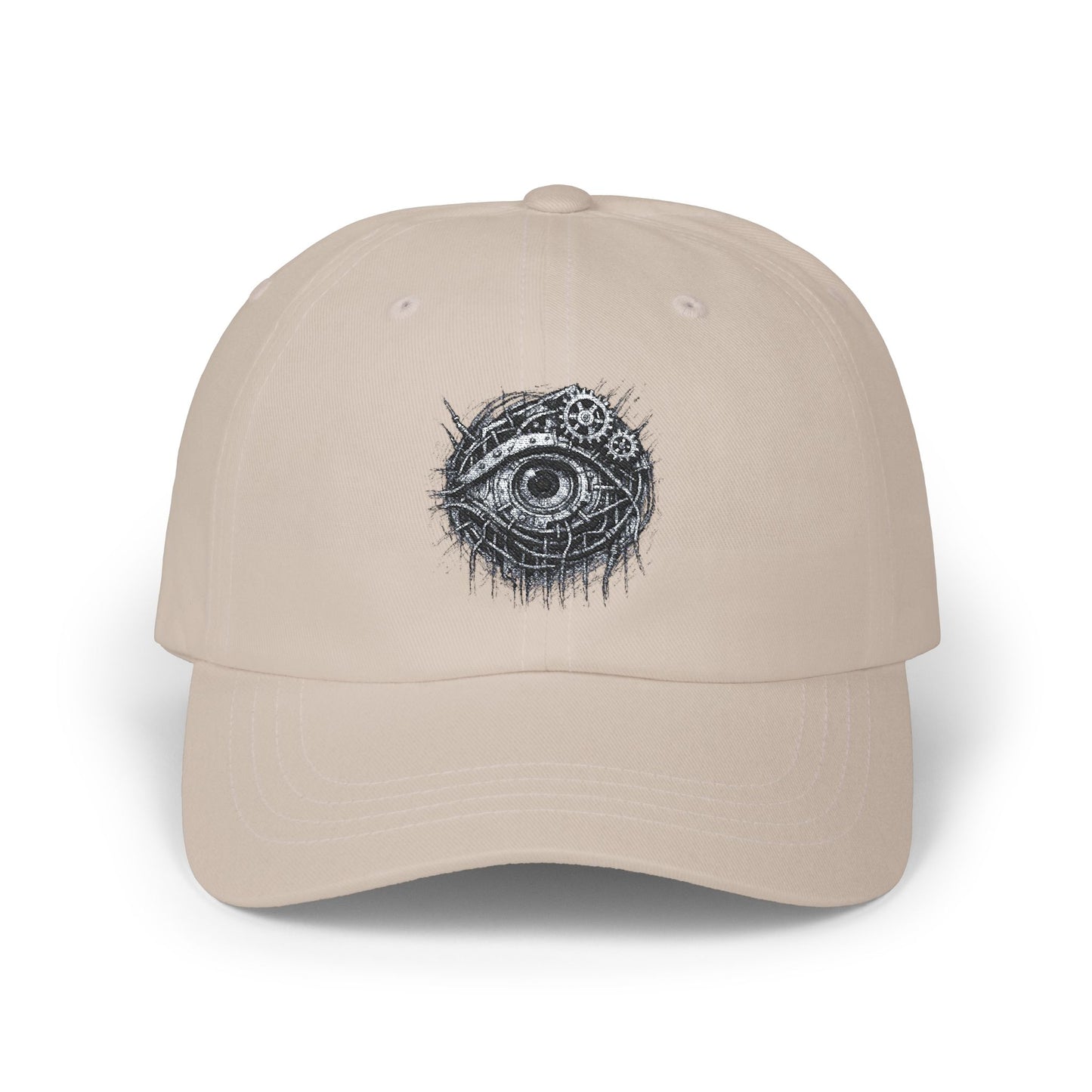 Biomechanisches Auge Cap – Cyberpunk Kappe mit Zahnrädern & Kabeln | Verstellbare Unisex Techwear Basecap