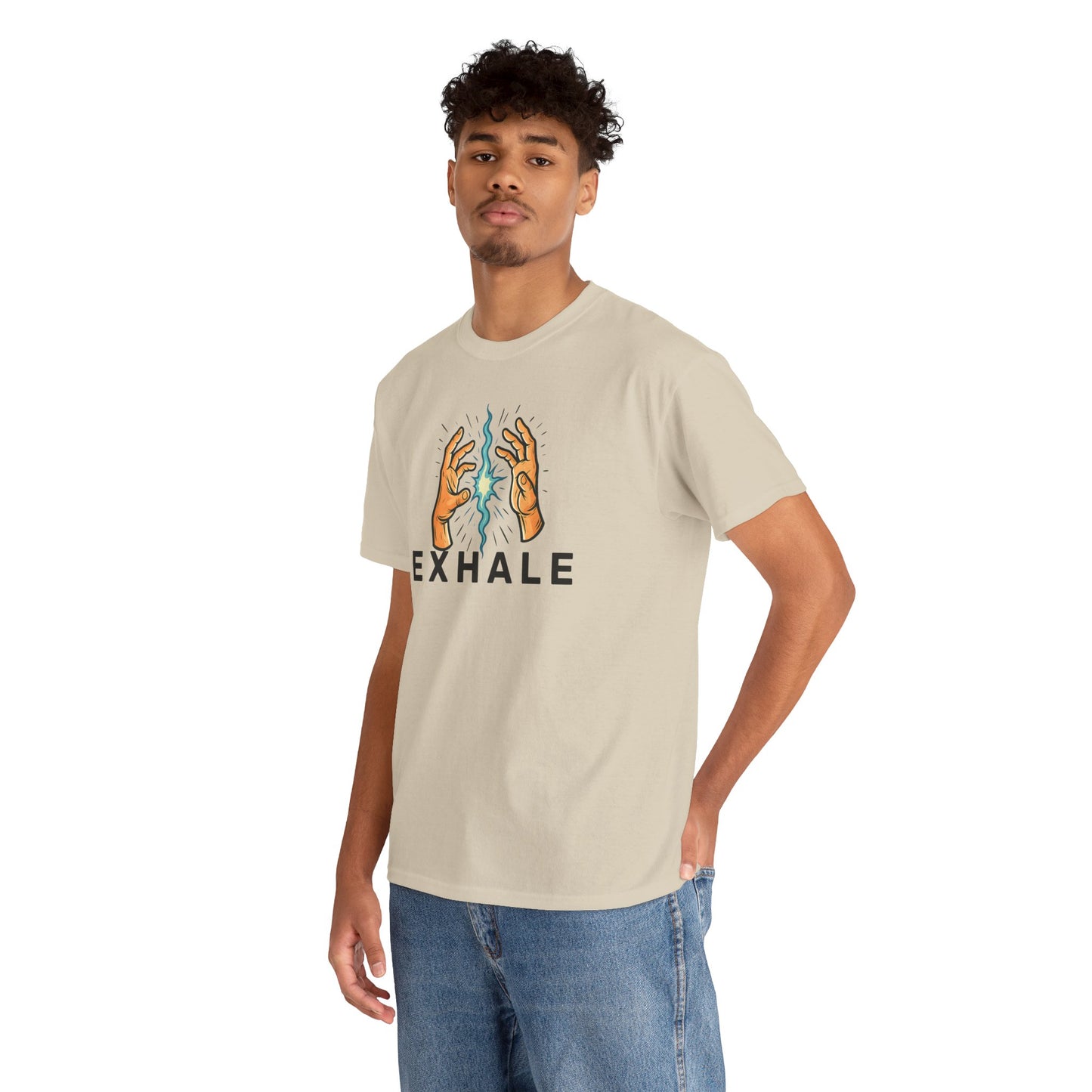EXHALE T-Shirt (Brustprint) – Unisex Heavy Cotton Tee | Nachhaltige Streetwear mit Statement-Design