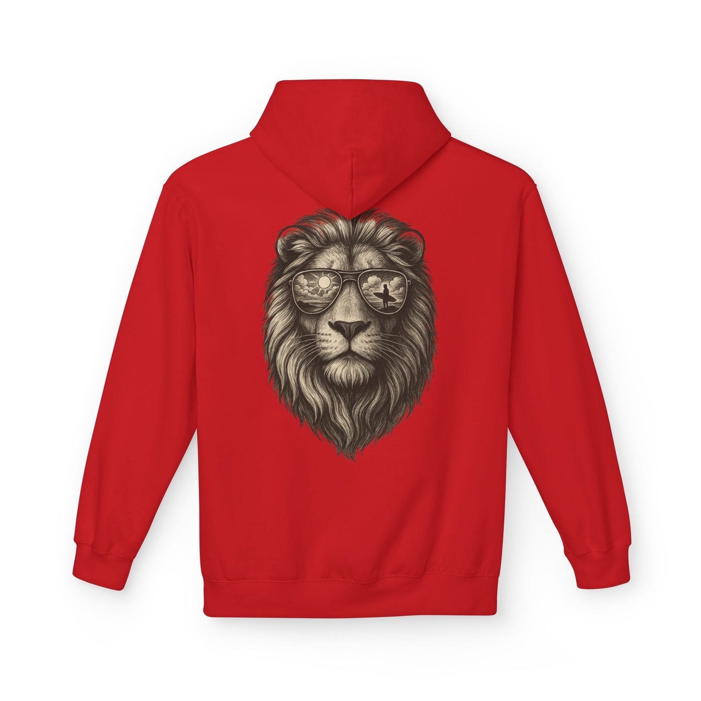 Löwe mit Sonnenbrille Hoodie (Rückenprint) – Stylischer Unisex Kapuzenpullover mit Löwenmotiv für Tierfreunde & Streetwear-Fans