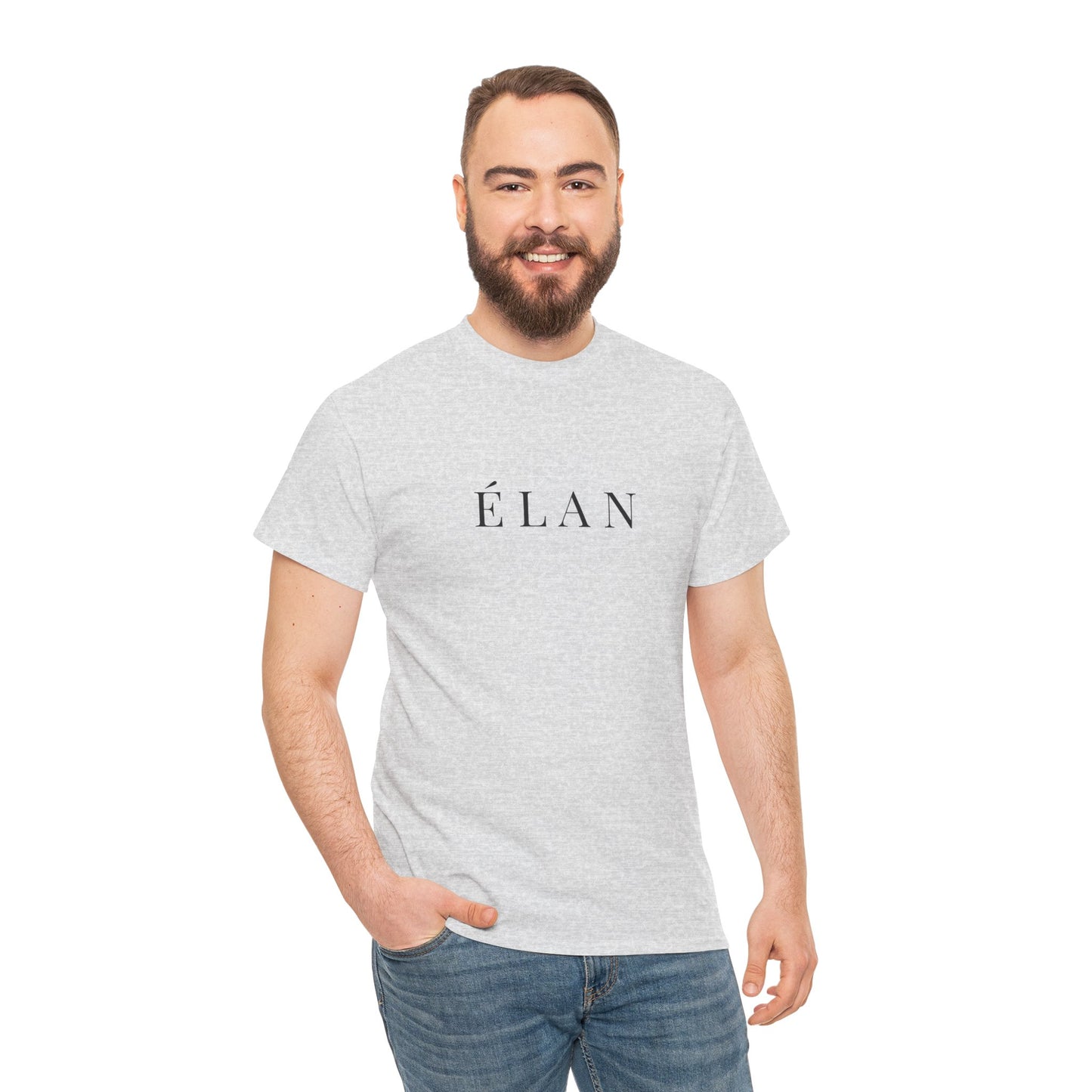 Élan Unisex Heavy Cotton T-Shirt (Brustprint) – Stilvolles Premium-Shirt aus 100 % Baumwolle für zeitlosen Look und Komfort