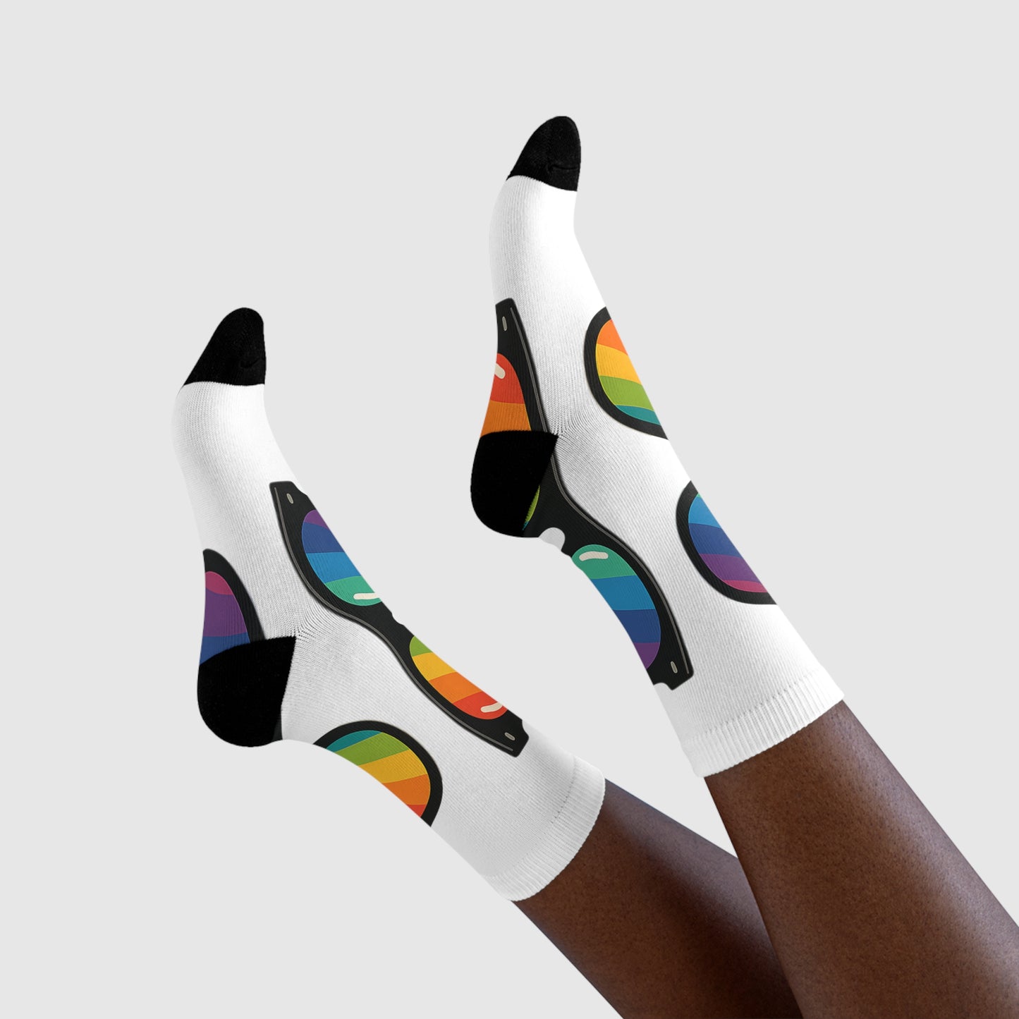 Regenbogen Sonnenbrillen Socken – Bunte Unisex Statement-Socken im Pride & Retro Look
