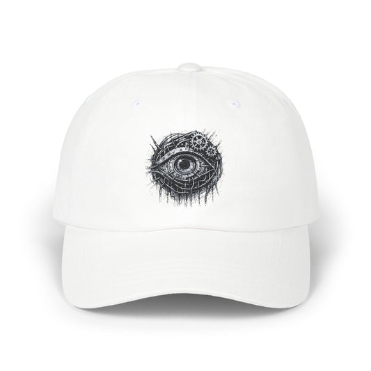 Biomechanisches Auge Cap – Cyberpunk Kappe mit Zahnrädern & Kabeln | Verstellbare Unisex Techwear Basecap