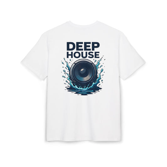 Deep House T-Shirt (Rückenprint) – Stylisches EDM Shirt mit Lautsprecher & Wasser Splash Motiv – Unisex Festival & Clubwear