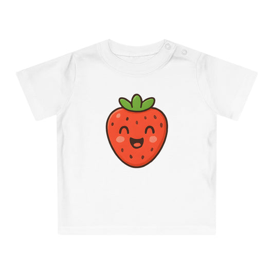 Baby T-Shirt „Sweet Strawberry“ – Süßes Erdbeer-Motiv, Bio-Baumwolle, nachhaltige Babybekleidung für kleine Fruchtliebhaber