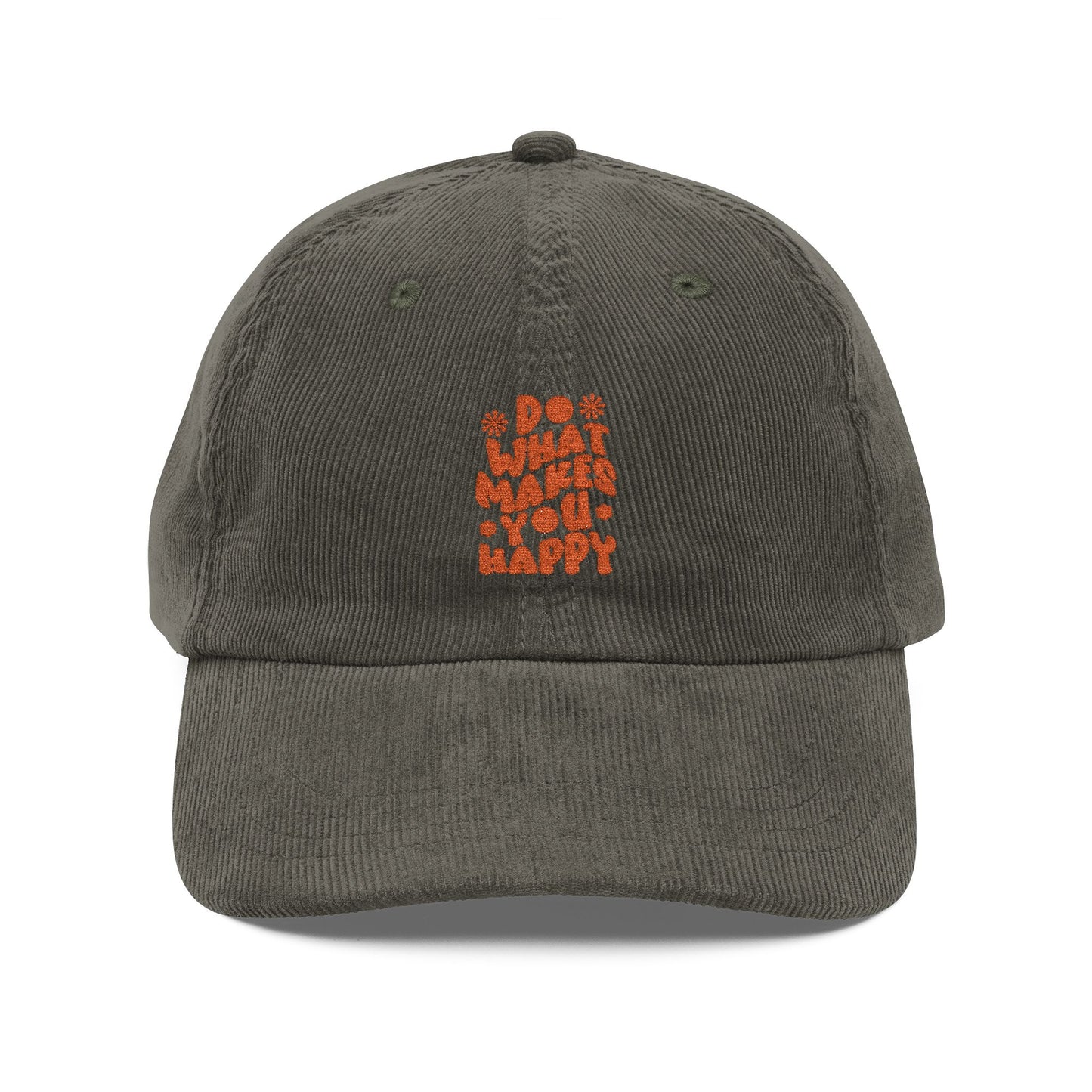 Do What Makes You Happy Cord Cap – Retro Cord Basecap mit Stickerei - Good Vibes, Gift for Friends, Relaxed Fashion
