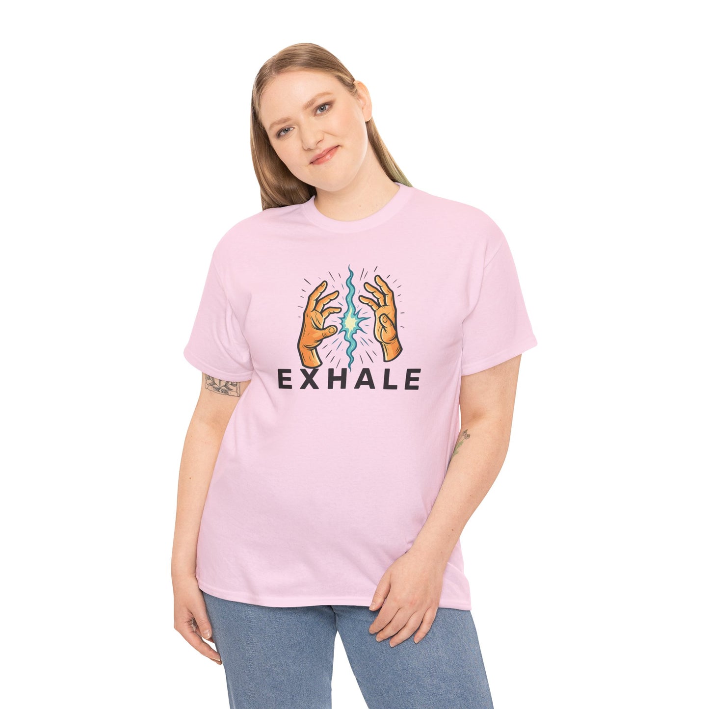 EXHALE T-Shirt (Brustprint) – Unisex Heavy Cotton Tee | Nachhaltige Streetwear mit Statement-Design