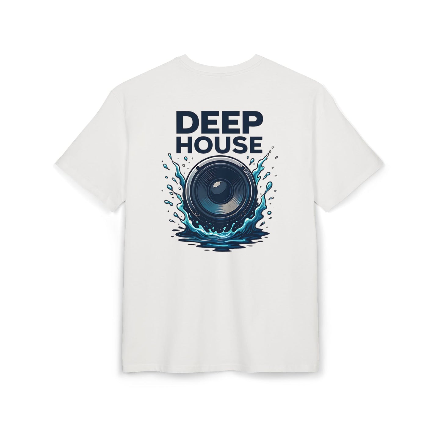 Deep House T-Shirt (Rückenprint) – Stylisches EDM Shirt mit Lautsprecher & Wasser Splash Motiv – Unisex Festival & Clubwear