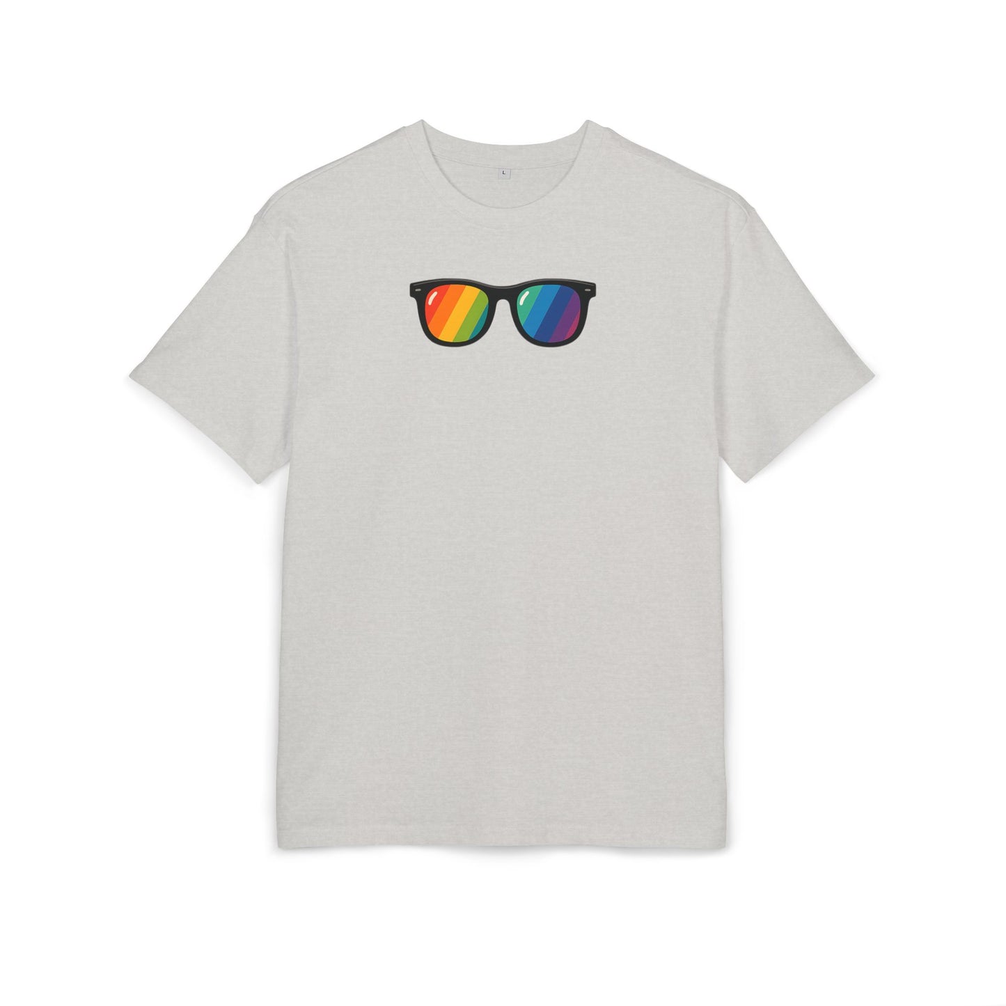 Regenbogen Sonnenbrille T-Shirt (Brustprint) – Buntes Retro Pride Design für Sommer & Festival