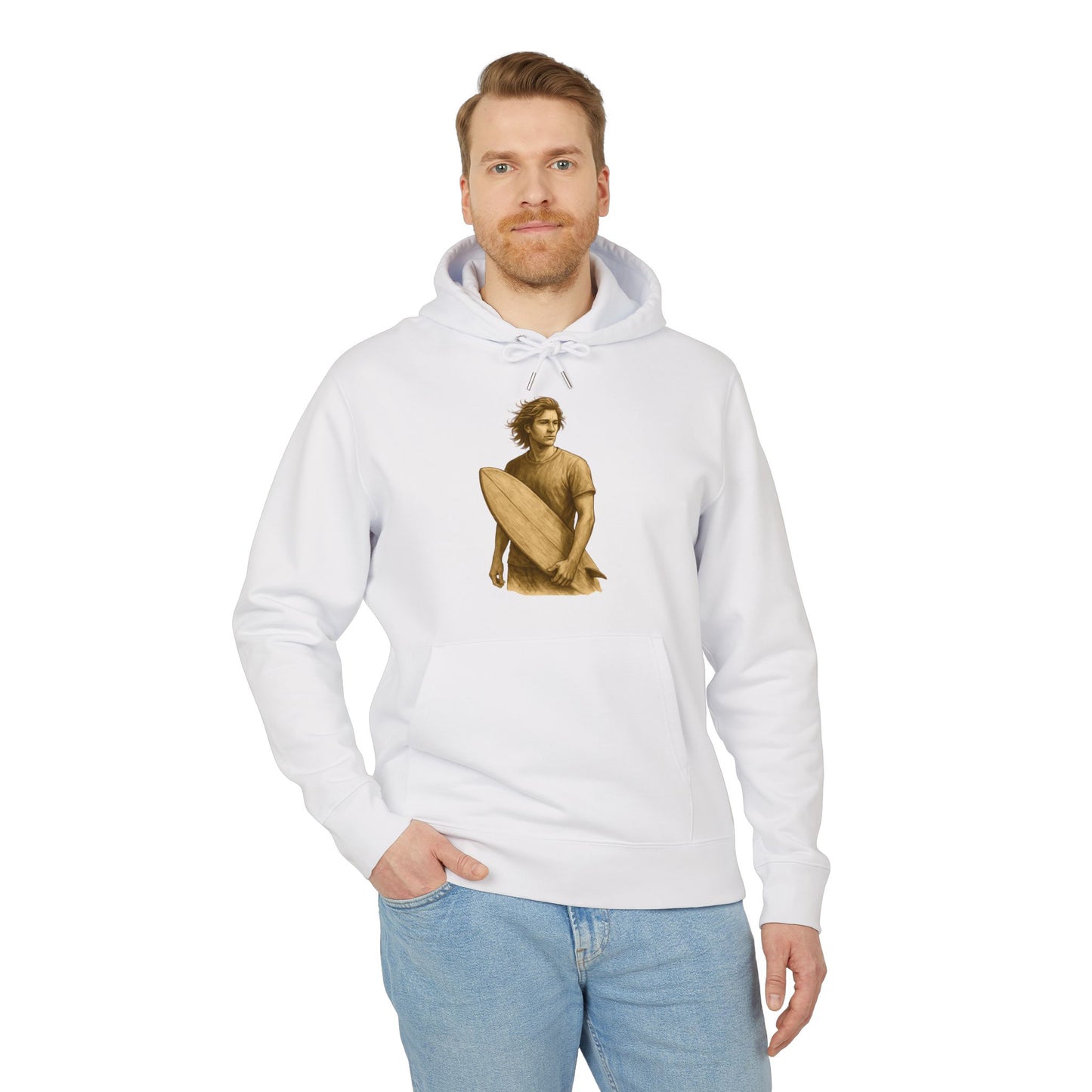 Surfer Hoodie Unisex (Brustprint) – Oversized Kapuzenpullover mit Surfer-Print | Retro Beach Style für Männer & Frauen