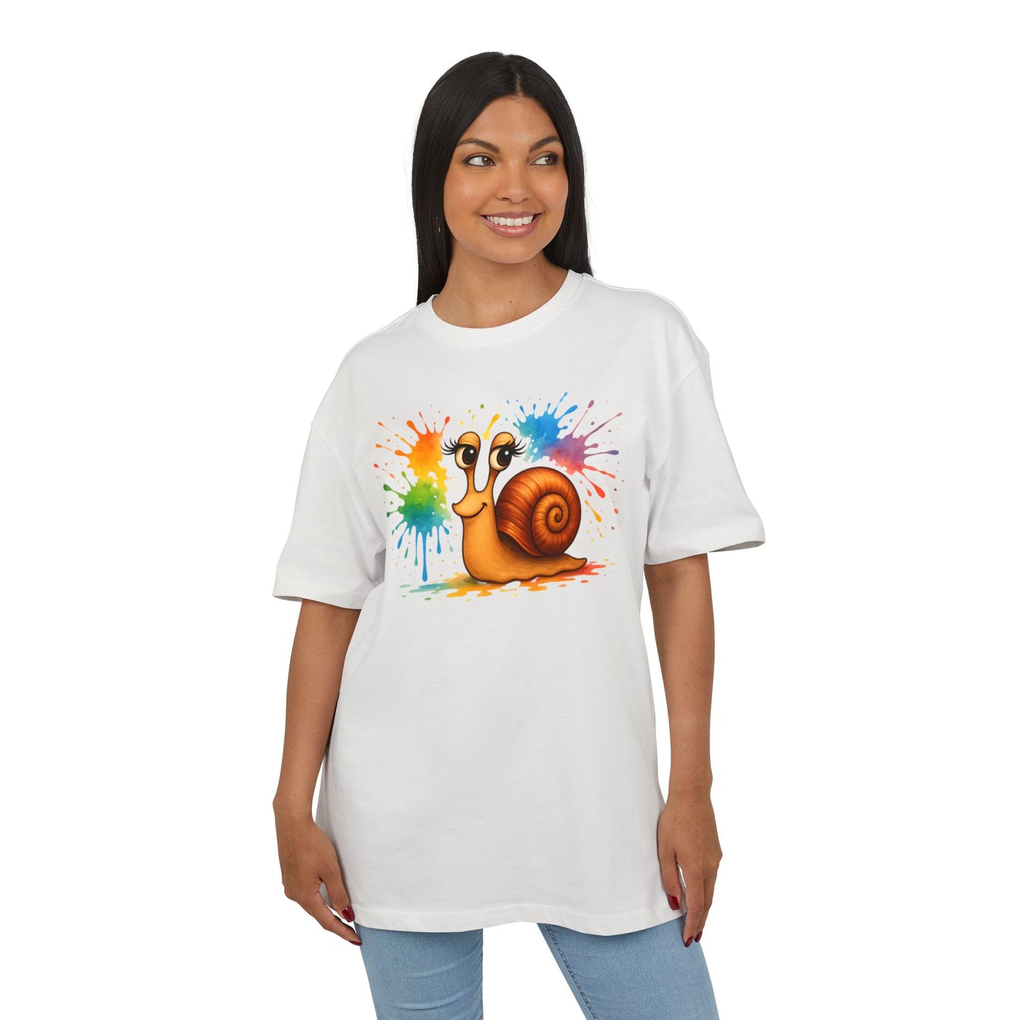 Bunte Schnecke T-Shirt (Brustprint) – Lustiges Unisex Shirt mit Farbklecks-Design für Tierfreunde & Kreative
