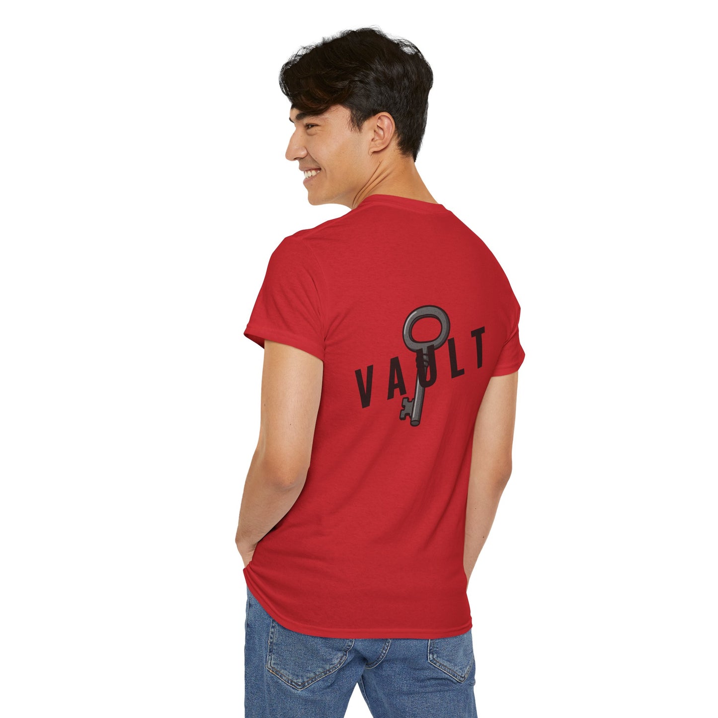VAULT T-Shirt mit Schlüssel-Design (Rückenprint) – Unisex Heavy Cotton Tee | Nachhaltige Streetwear aus 100% Baumwolle