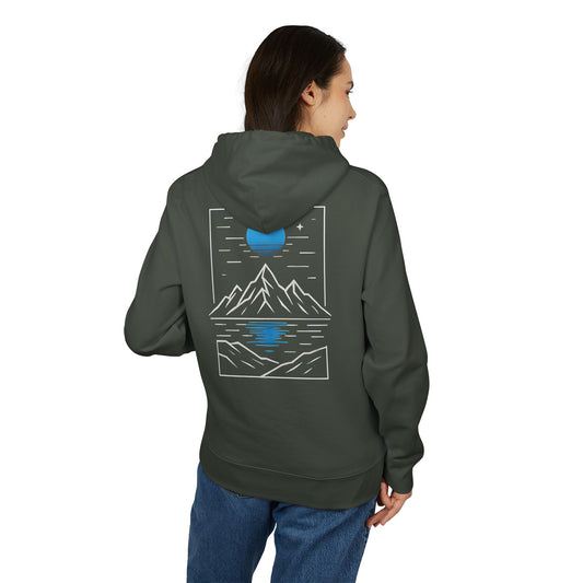 Berg Motiv Hoodie (Rückenprint) – Minimalistischer Kapuzenpullover mit Natur- & Mondmotiv – Unisex Oversize Streetwear für Outdoor- & Landschaftsliebhaber