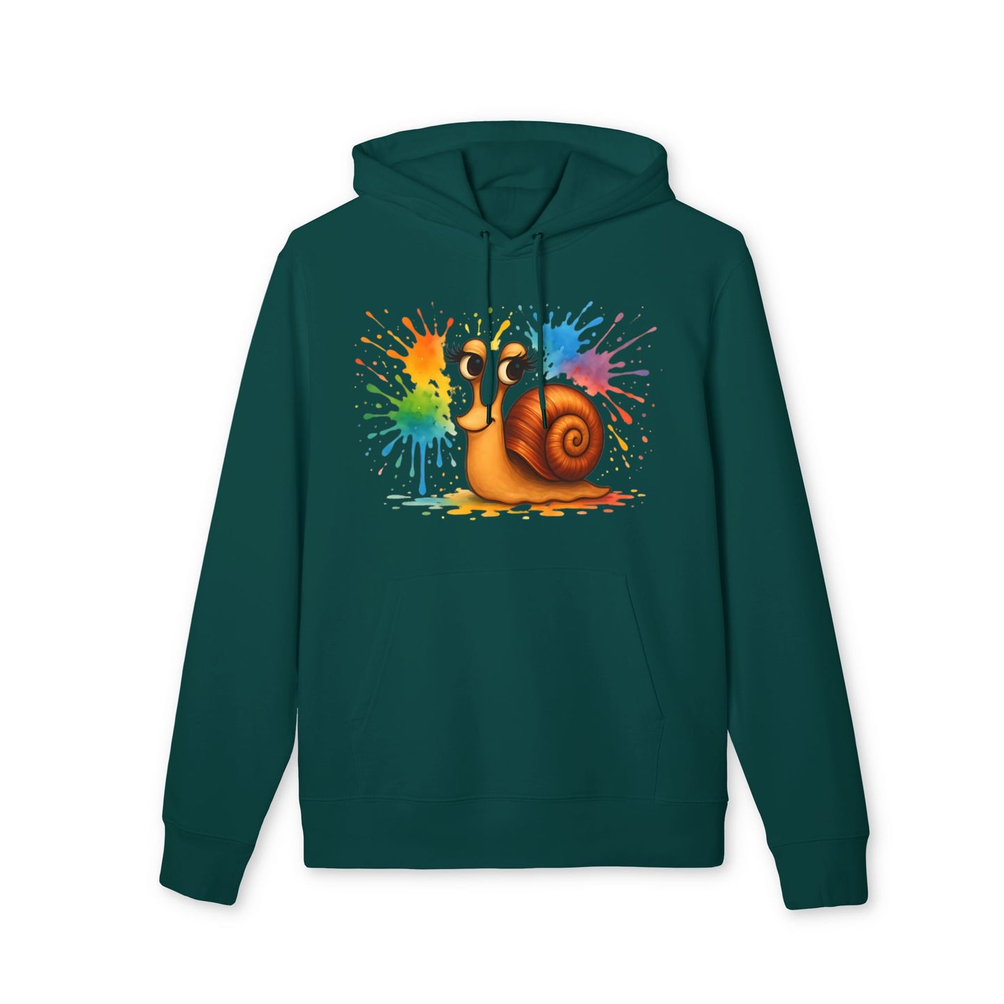 Bunter Schnecken Hoodie (Brustprint) – Lustiger Unisex Kapuzenpullover mit Farbklecks-Design für Kreative & Tierfreunde