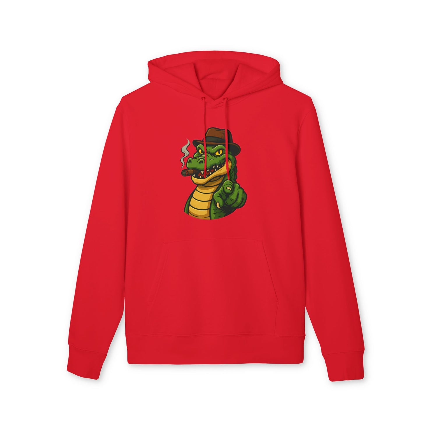 Gangster Alligator Hoodie (Brustprint) – Cooler Unisex Kapuzenpullover mit Krokodil, Zigarre & Hut im Comic Style