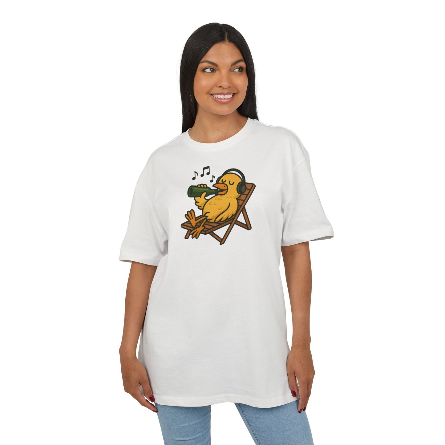 Chillente T-Shirt (Brustprint) – Lustiges Bier & Musik Motiv im Sommer-Look | Unisex Funshirt für Festival, Strand & Feierlaune