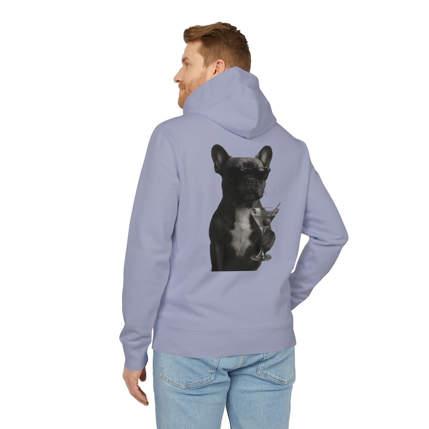 French Bulldog Hoodie (Rückenprint) – Lustiger Kapuzenpullover mit Hund & Sonnenbrille – Unisex Streetwear mit Tiermotiv