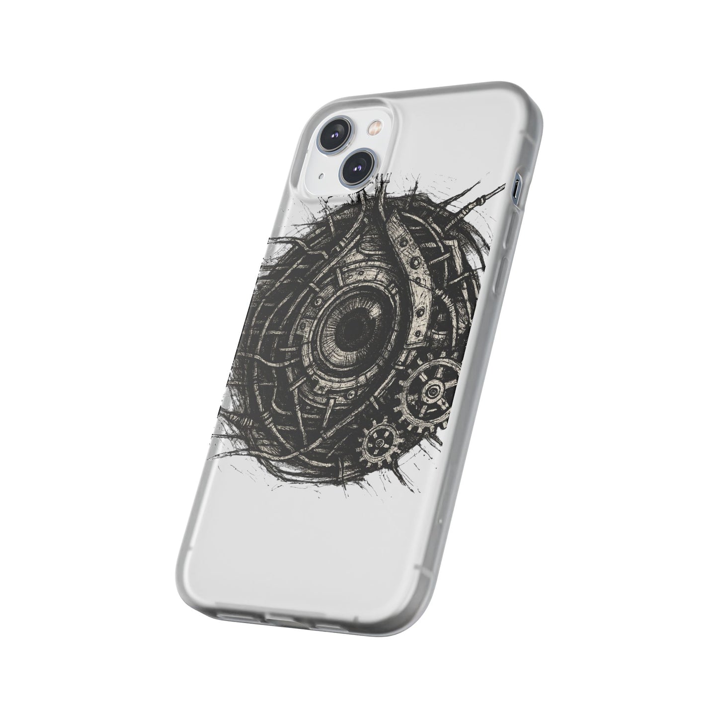 Biomechanisches Auge Handyhülle – Futuristisches Cyberpunk Design mit Zahnrädern & Kabeln | Schutzhülle für iPhone & Android