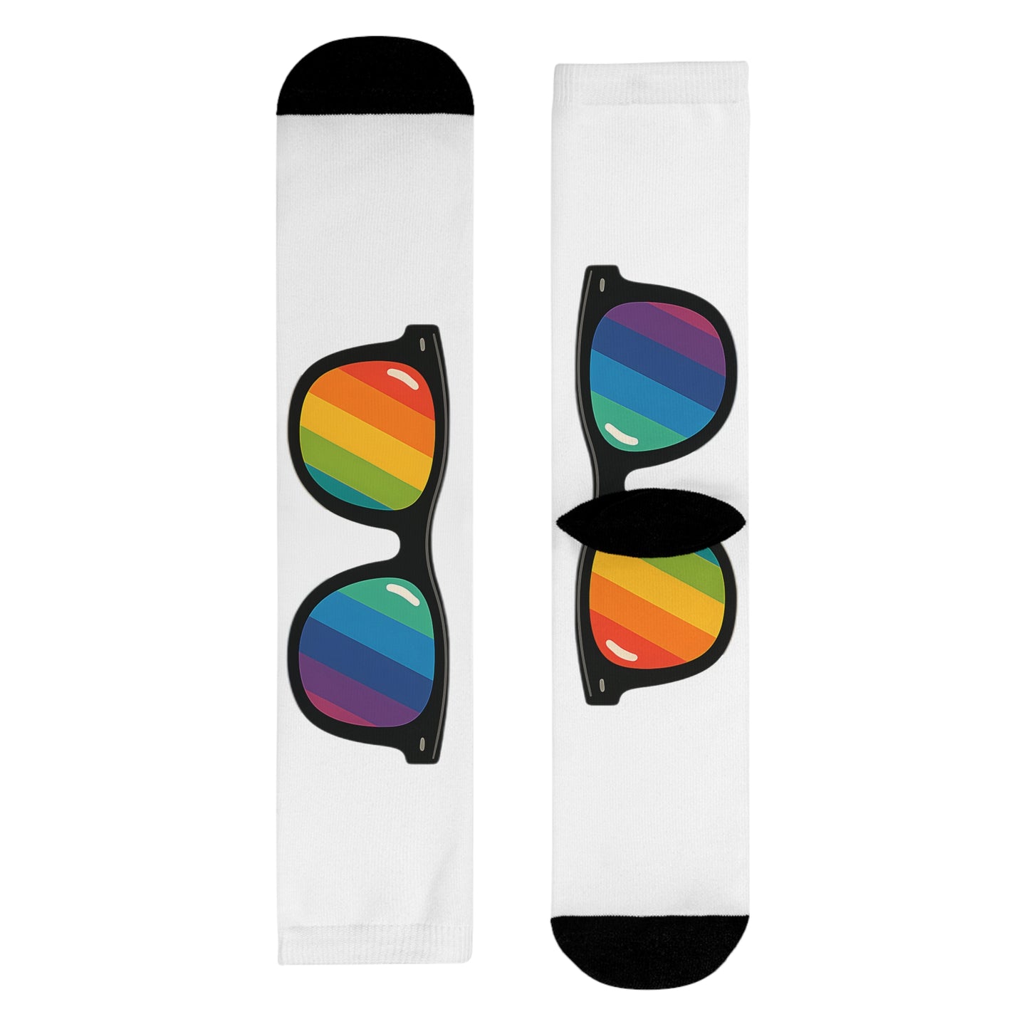 Regenbogen Sonnenbrillen Socken – Bunte Unisex Statement-Socken im Pride & Retro Look