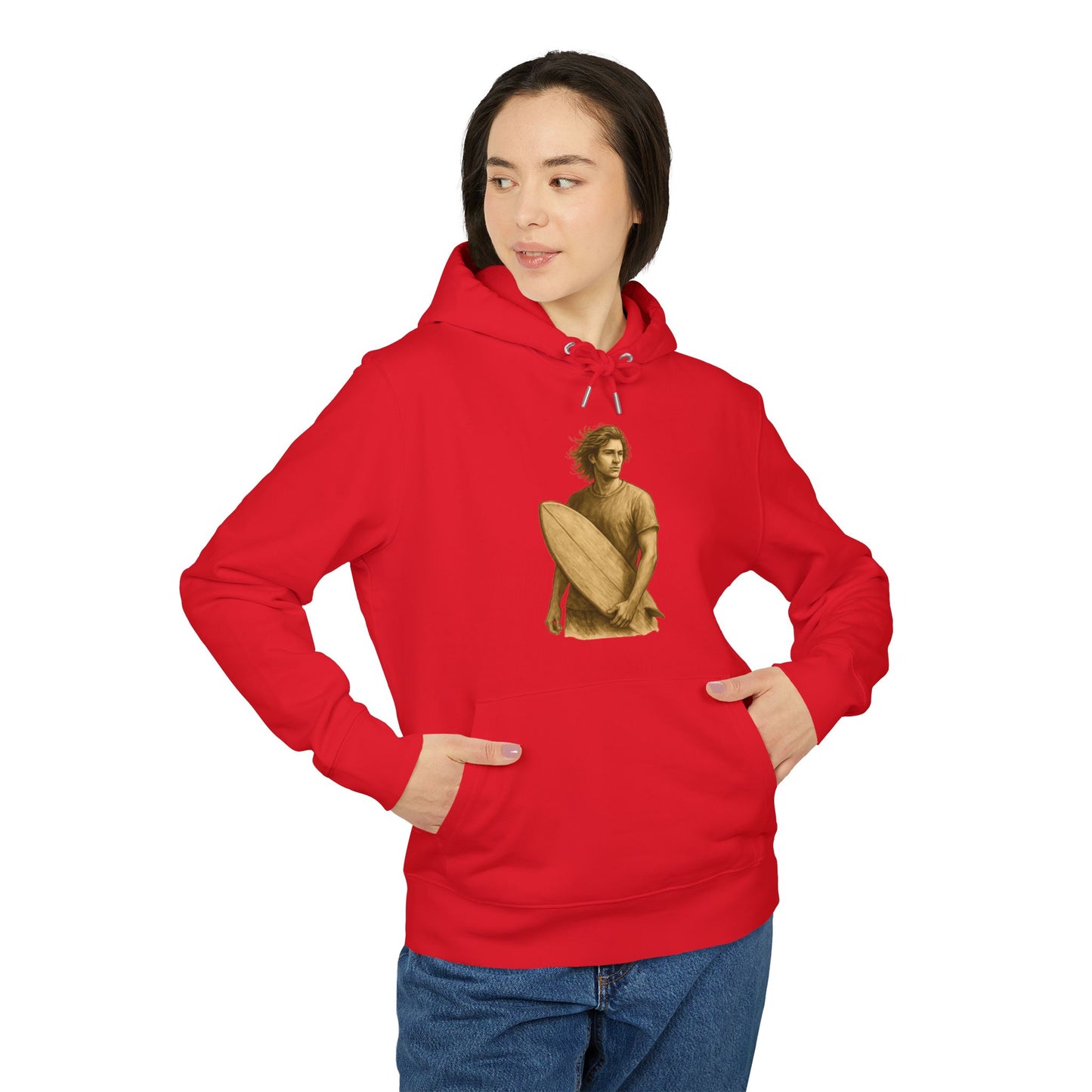 Surfer Hoodie Unisex (Brustprint) – Oversized Kapuzenpullover mit Surfer-Print | Retro Beach Style für Männer & Frauen