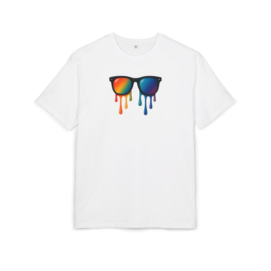Melting Rainbow Shades T-Shirt (Brustprint) – Stylisches Unisex Shirt mit bunter Sonnenbrille & Farbverlauf | Cooles Sommer & Festival Design