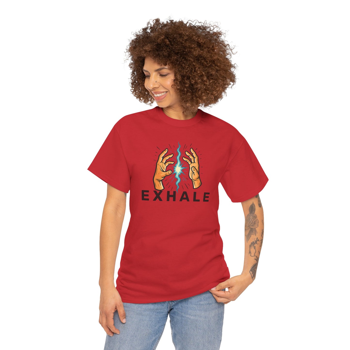 EXHALE T-Shirt (Brustprint) – Unisex Heavy Cotton Tee | Nachhaltige Streetwear mit Statement-Design