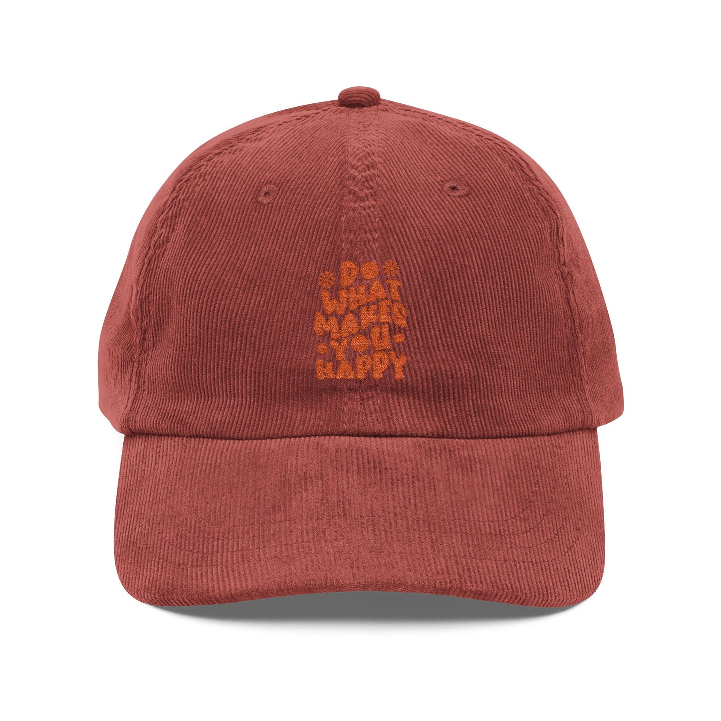 Do What Makes You Happy Cord Cap – Retro Cord Basecap mit Stickerei - Good Vibes, Gift for Friends, Relaxed Fashion