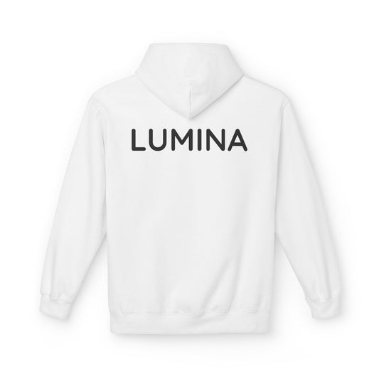LUMINA Hoodie Unisex (Rückenprint) – Nachhaltiger Midweight Fleece Kapuzenpullover mit Kängurutasche, Fair & OEKO-TEX zertifiziert