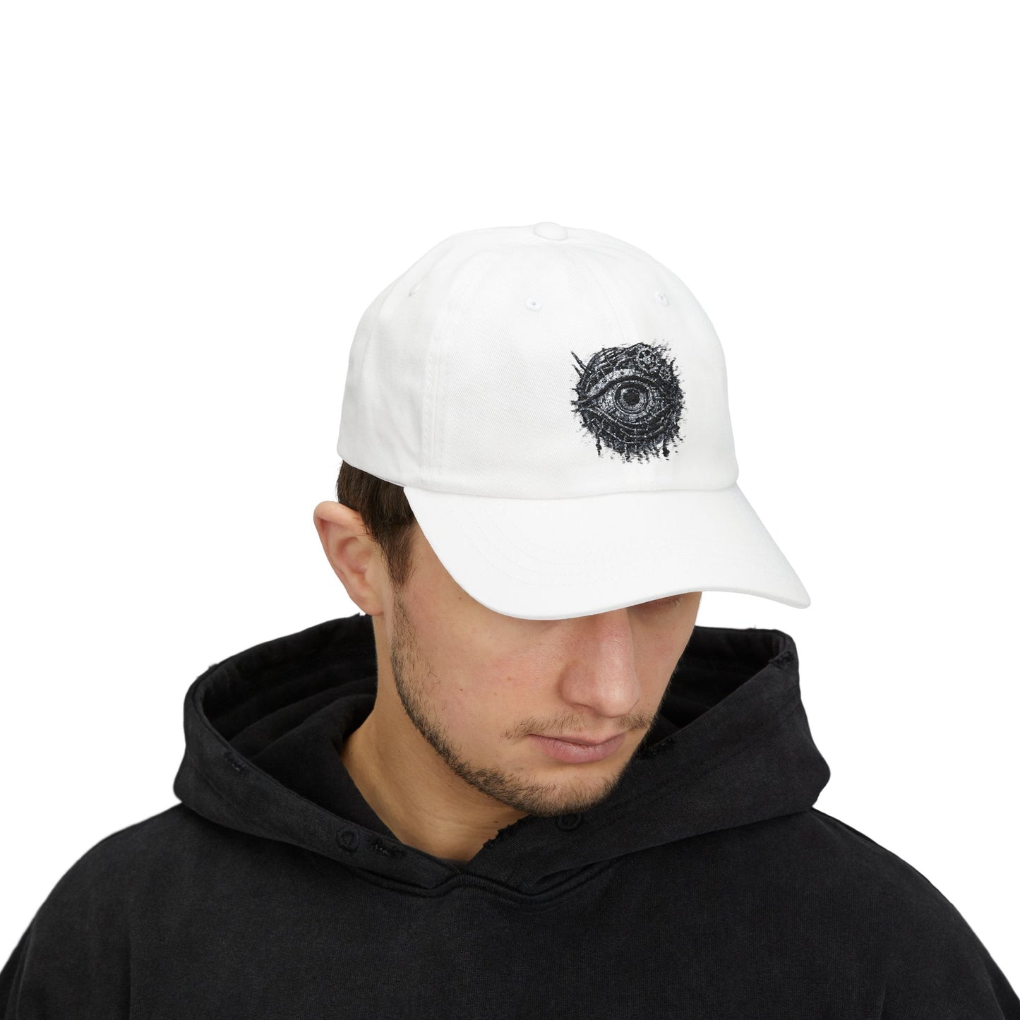 Biomechanisches Auge Cap – Cyberpunk Kappe mit Zahnrädern & Kabeln | Verstellbare Unisex Techwear Basecap