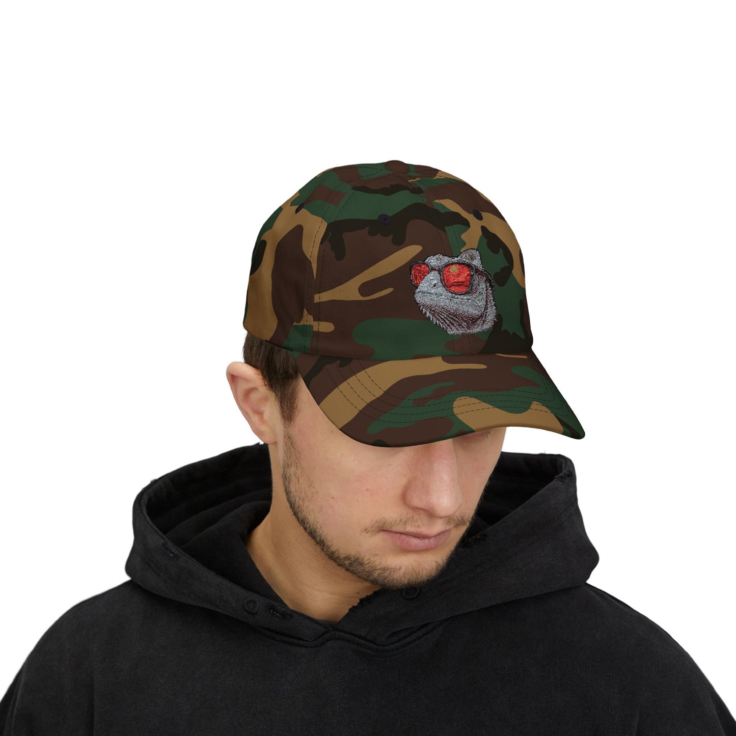 Chamäleon Cap mit Sonnenbrille & Disco-Design – Trendige Unisex Basecap mit Tiermotiv