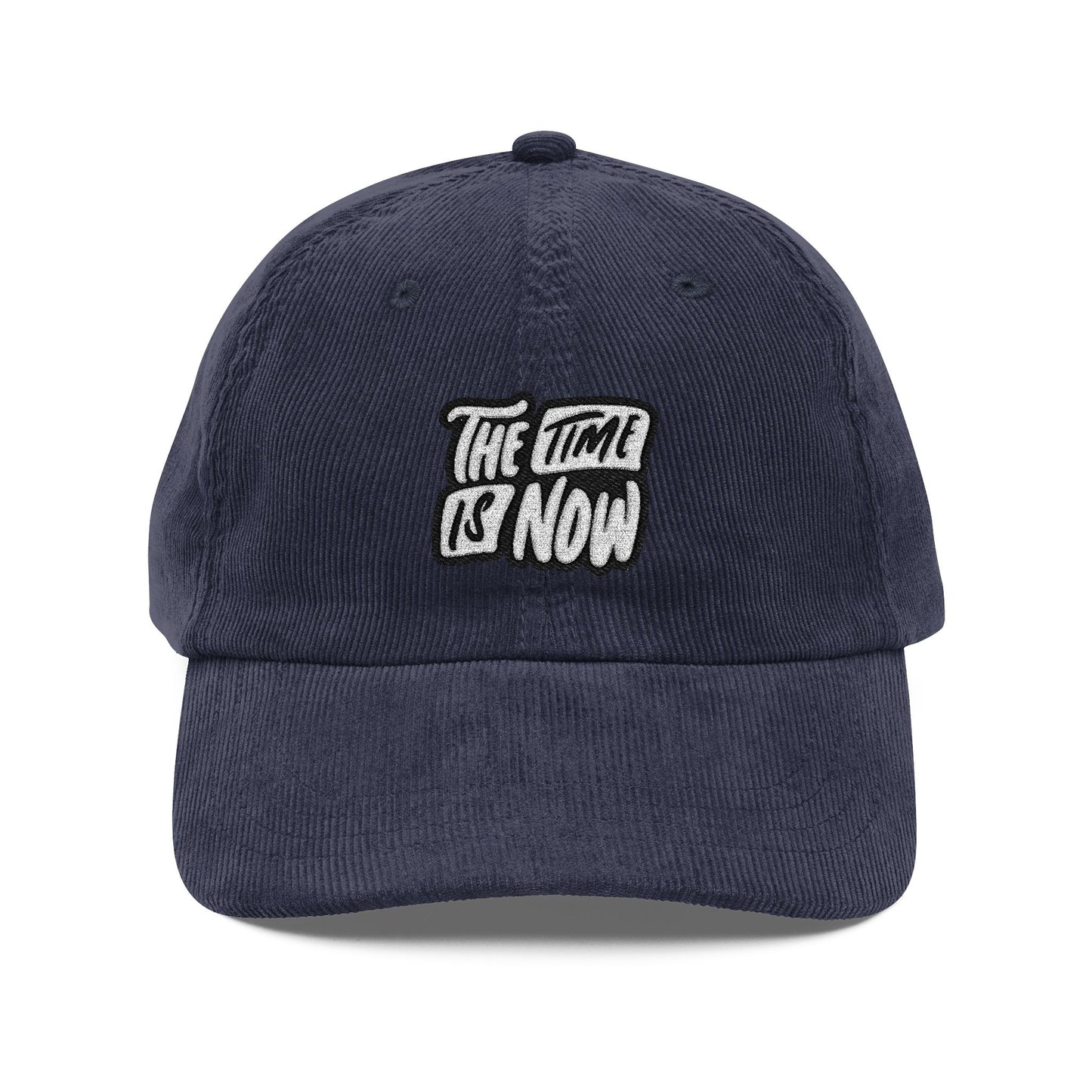 The Time is Now Cord Cap – Retro Cord Basecap mit Stickerei - Good Vibes, Gift for Friends, Relaxed Fashion
