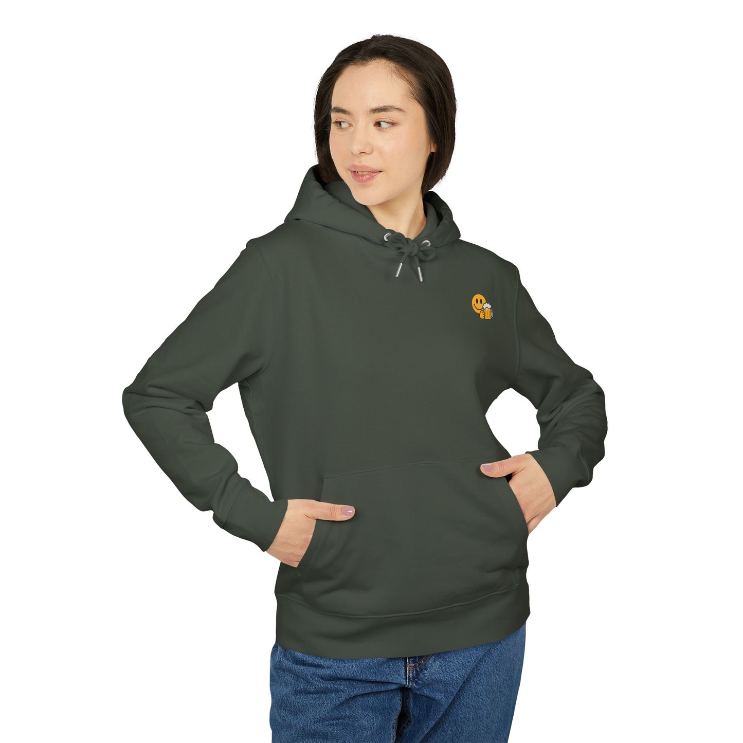Bier Smiley Hoodie (Brustprint) – Witziger Kapuzenpullover für Männer & Frauen | Party Outfit