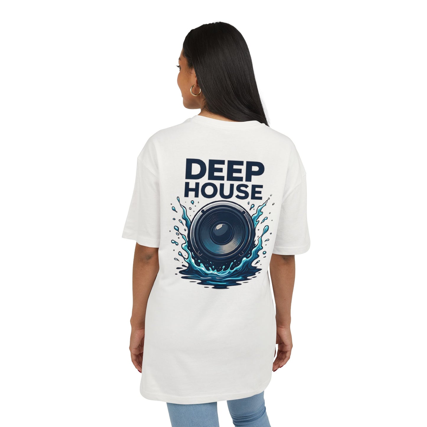 Deep House T-Shirt (Rückenprint) – Stylisches EDM Shirt mit Lautsprecher & Wasser Splash Motiv – Unisex Festival & Clubwear