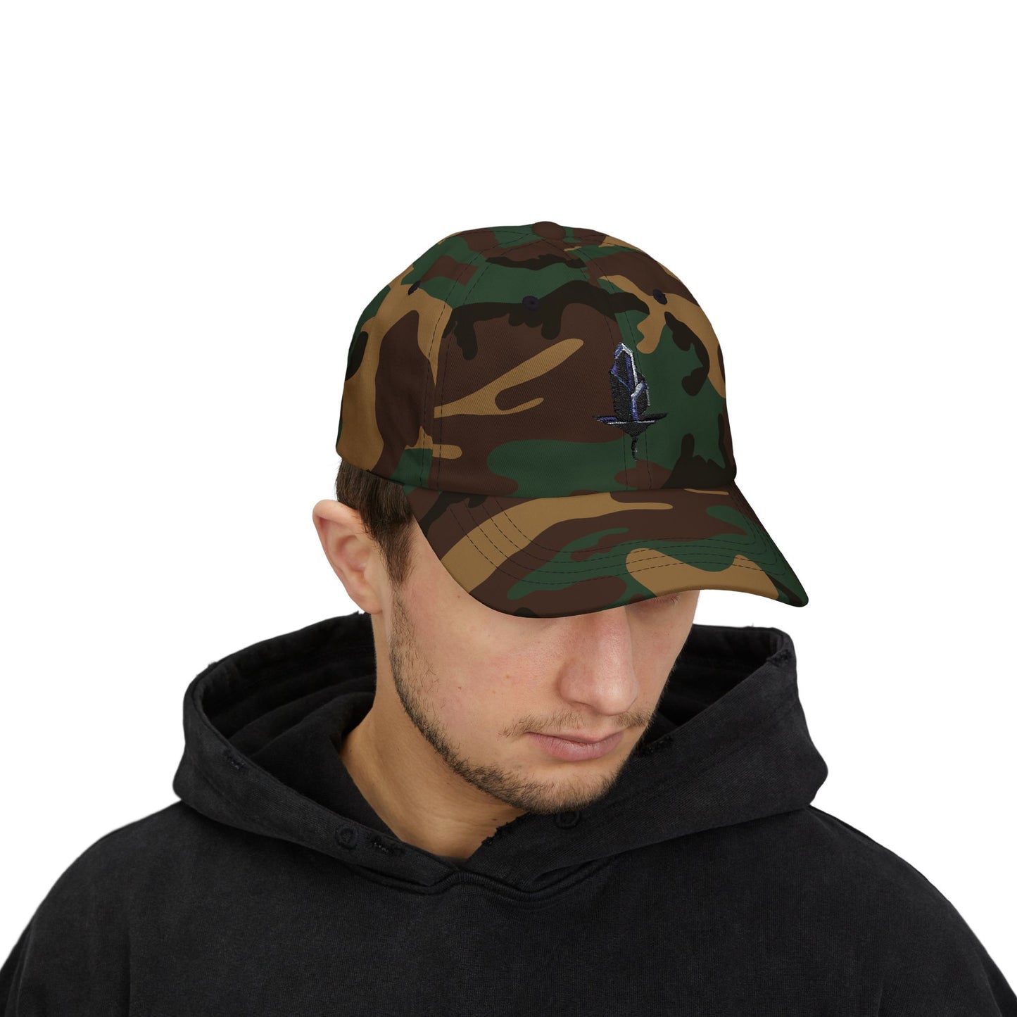 Minimalistische Techwear Cap – Unisex Basecap mit modernem geometrischem Logo im Urban Streetstyle