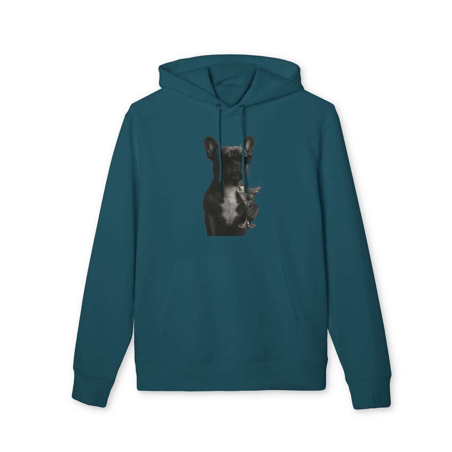 French Bulldog Hoodie (Brustprint) – Lustiger Kapuzenpullover mit Hund & Sonnenbrille – Unisex Streetwear mit Tiermotiv